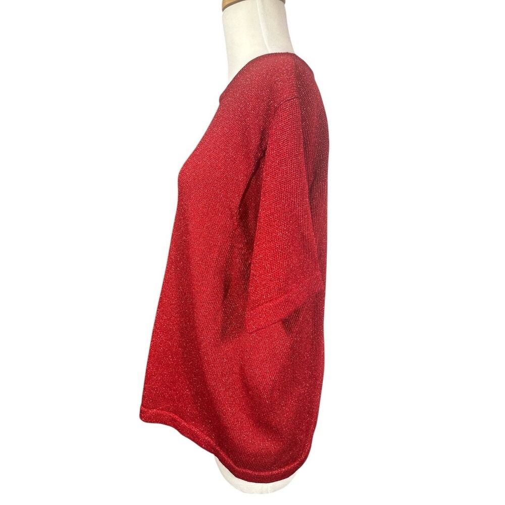 Westbound Shimmer Holiday Red Knit Top - Picture 3 of 5